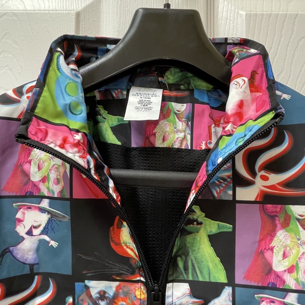 Disney Parks Mens Small Jacket Neon Nightmare Before Christmas Windbreaker Parks - Picture 1 of 15